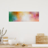 トレンディーカラフルモダン抽象芸術アートブルーグリーン ポスター (キッチン)