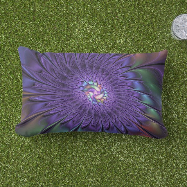 トレンディーカラフルモダン抽象芸術フラクタル花 アウトドアクッション (芝生)