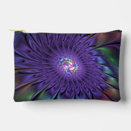 トレンディーカラフルモダン抽象芸術フラクタル花 アクセサリーポーチ