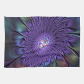 トレンディーカラフルモダン抽象芸術フラクタル花 キッチンタオル (横)