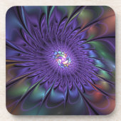 トレンディーカラフルモダン抽象芸術フラクタル花 コースター (正面)