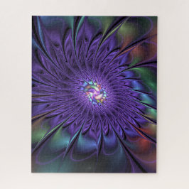 トレンディーカラフルモダン抽象芸術フラクタル花 ジグソーパズル