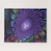 トレンディーカラフルモダン抽象芸術フラクタル花 ジグソーパズル (横)