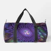 トレンディーカラフルモダン抽象芸術フラクタル花 ダッフルバッグ (裏面)