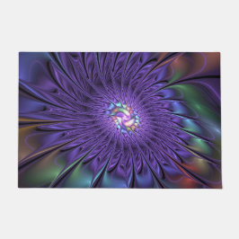 トレンディーカラフルモダン抽象芸術フラクタル花 ドアマット