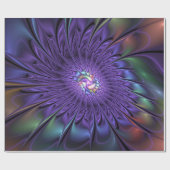 トレンディーカラフルモダン抽象芸術フラクタル花 ラッピングペーパー (フラット)