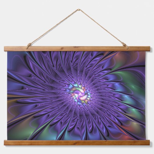 トレンディーカラフルモダン抽象芸術フラクタル花 吊り下げ型タペストリー (正面)