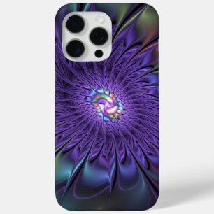 トレンディーカラフルモダン抽象芸術フラクタル花 iPhone 15 PRO MAXケース