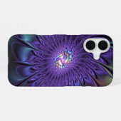 トレンディーカラフルモダン抽象芸術フラクタル花 iPhone 16ケース (裏面横)