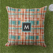 トレンディーカラフルレインボータータンチェックパターン水彩 アウトドアクッション (芝生)