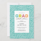 トレンディーカラフルレタリングモダングラードパーティー 招待状 (裏面)