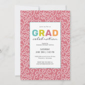 トレンディーカラフルレタリングモダングラードパーティー 招待状 (裏面)