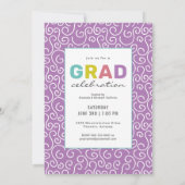 トレンディーカラフルレタリングモダングラードパーティー 招待状 (裏面)