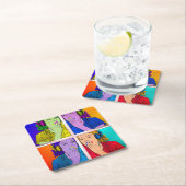 トレンディーカラフルレトロフォトアートデザイン スクエアペーパーコースター (インサイチュ)