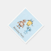 トレンディーカラフルロボット少年バースデーパーティー スタンダードカクテルナプキン (角)