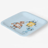 トレンディーカラフルロボット少年バースデーパーティー ペーパープレート (傾斜あり)