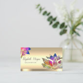 トレンディーカラフルロータスフラワーヨガインストラクター 名刺 (スタンド正面)