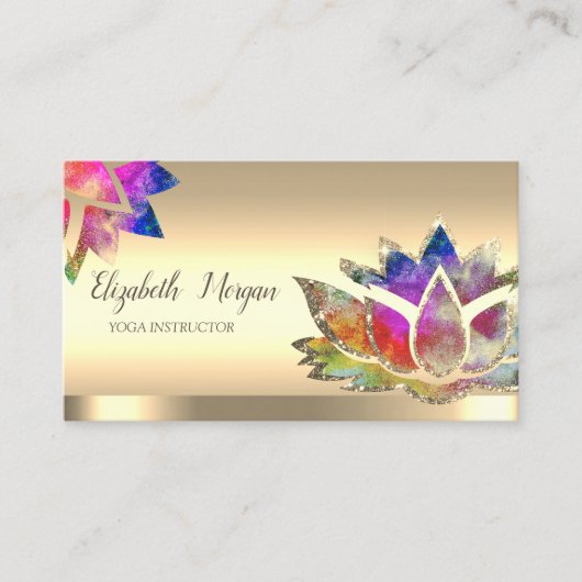 トレンディーカラフルロータスフラワーヨガインストラクター 名刺 (正面)