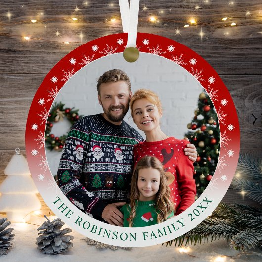 トレンディーカラフル両面2枚フォトスノーフレーク メタルオーナメント