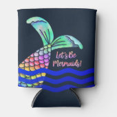 トレンディーカラフル人魚の尾と波 缶クーラー (正面)