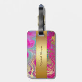 トレンディーカラフル大理石、モノグラム ラゲッジタグ (裏面縦)