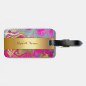 トレンディーカラフル大理石、モノグラム ラゲッジタグ (裏面横)