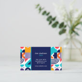 トレンディーカラフル幾何模様抽象芸術モザイク 名刺 (スタンド正面)