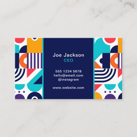 トレンディーカラフル幾何模様抽象芸術モザイク 名刺 (正面)