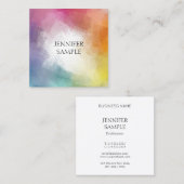 トレンディーカラフル抽象芸術エレガントテンプレートカスタム スクエア名刺 (正面/裏面)