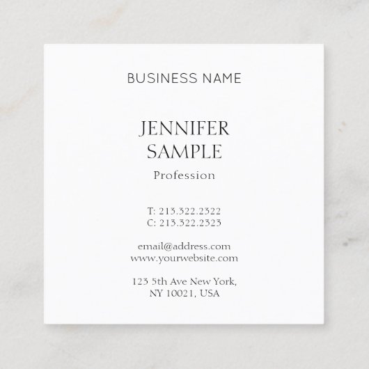 トレンディーカラフル抽象芸術エレガントテンプレートカスタム スクエア名刺 (裏面)