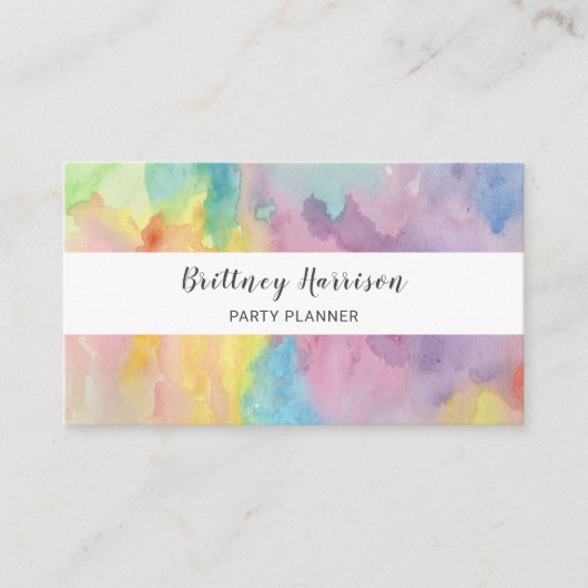 トレンディーカラフル水彩抽象芸術アーユニークト 名刺 (正面)