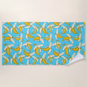 トレンディーカラフル熱帯性バナナ果実食品パターン ビーチタオル (正面)