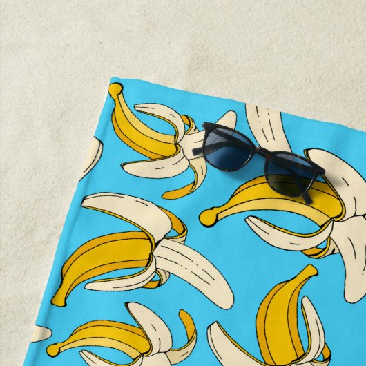 トレンディーカラフル熱帯性バナナ果実食品パターン ビーチタオル (インサイチュ)