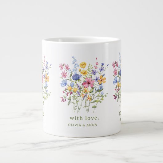 トレンディーカラフル野の花 | 真間 ジャンボコーヒーマグカップ (正面)