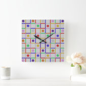 トレンディーカラフル スクエア壁時計 (ホーム)