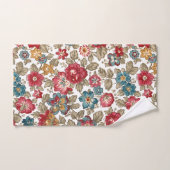 トレンディーカラフルBohoフローラホワイト背景 バスタオルセット (ハンドタオル)