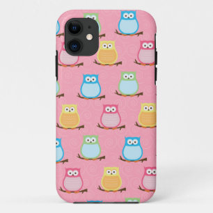 トレンディーカラフルOwls iPhone 5ケース(ピンク) 11 ケース