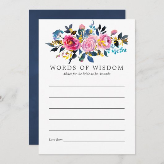 トレンディーカラーウェイズウォーターカラーフローラブライダルアドバイス アドバイスカード (正面/裏面)