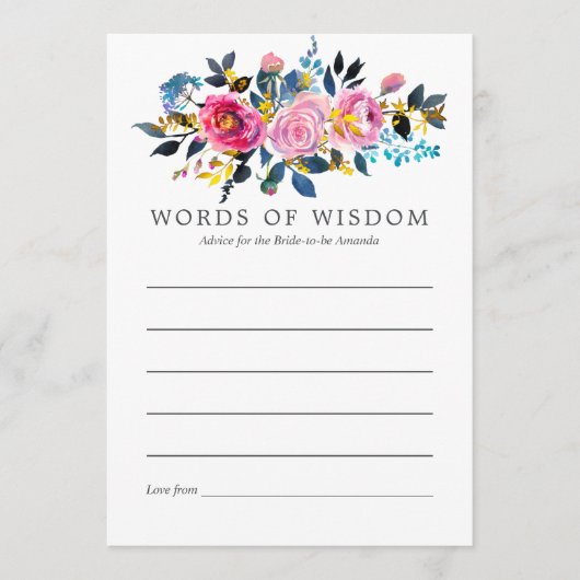 トレンディーカラーウェイズウォーターカラーフローラブライダルアドバイス アドバイスカード (正面)