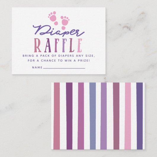 トレンディーカラーウェイズガールベビーシャワーおむつラッフル エンクロージャーカード (正面/裏面)