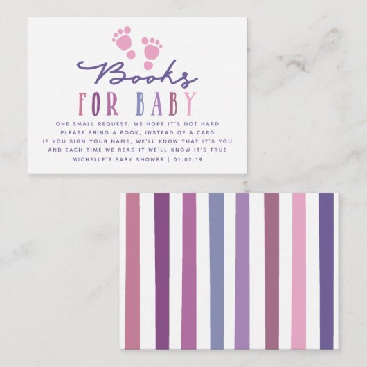 トレンディーカラーウェイズガールベビーシャワーブックリクエスト エンクロージャーカード (正面/裏面)