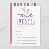 トレンディーカラーウェイズガールベビーシャワーベビー憶測 招待状 (正面/裏面)
