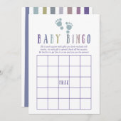トレンディーカラーウェイズボーイベビーシャワーベビービンゴ 招待状 (正面/裏面)