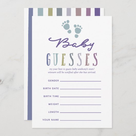 トレンディーカラーウェイズボーイベビーシャワーベビー推測 招待状 (正面/裏面)