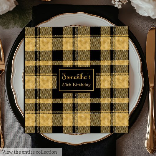 トレンディーカラーナプキン ブラック ゴールド グリッター 誕生日 スタンダードカクテルナプキン