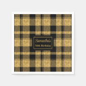 トレンディーカラーナプキン ブラック ゴールド グリッター 誕生日 スタンダードカクテルナプキン (正面)