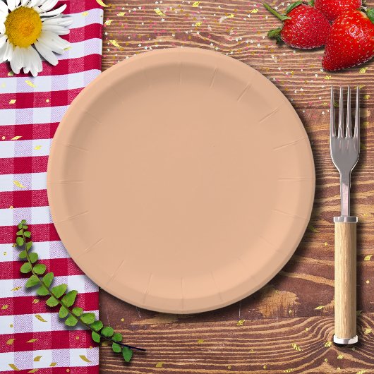 トレンディーカラーピーチファズ無地のカラー |エレガント | ペーパープレート