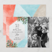 トレンディーカラーブロックホリデーフォトカード シーズンカード (正面/裏面)