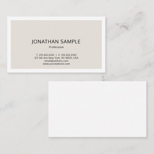 トレンディーカラーモダンエレガントデザインプレーン 名刺 (正面/裏面)