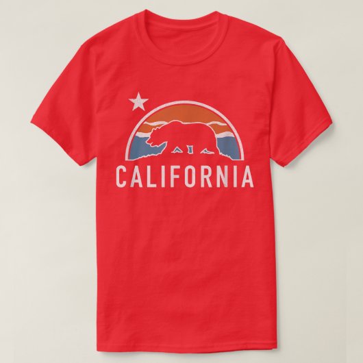 トレンディーカリフォルニアサンベア国旗のシルエット Tシャツ (デザイン正面)